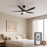Woox Plafondventilator met licht, 137 cm, moderne ventilator in houtkleur, dimbare led, 3000 K - 6000 K, met afstandsbediening, omkeerbaar, 6 snelheden, stil, voor slaapkamer en woonkamer
