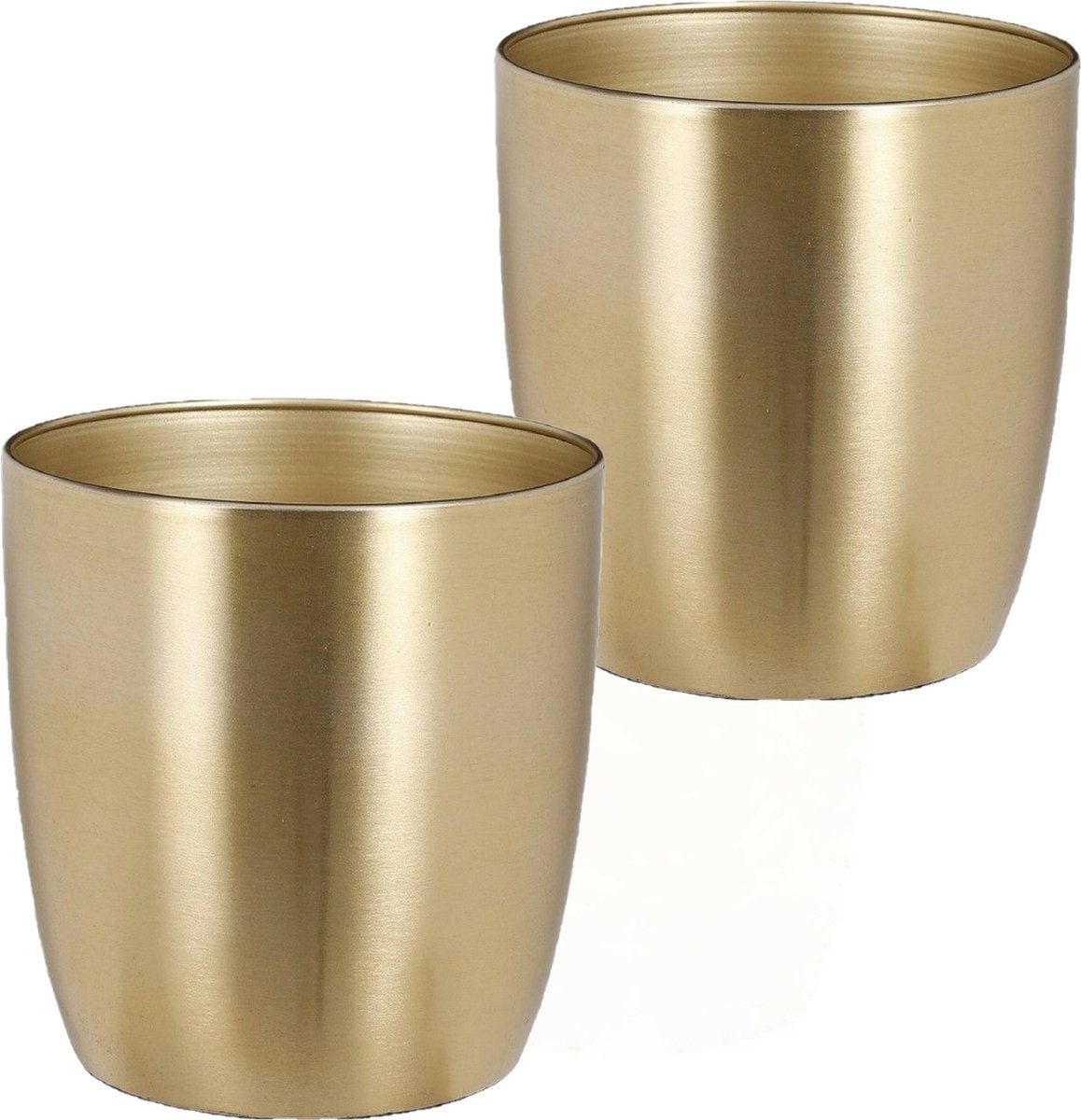 Mica Decorations Bloempot/plantenpot - 2 stuks - goud - D22 en H21 cm