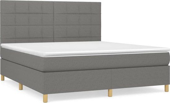 vidaXL Boxspring bed met matras - stof - donkergrijs - 160x200 cm