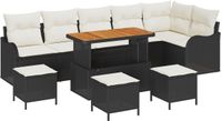 vidaXL - Banc de jardin - Ensemble - 9 - pièces - 8 - places assises - Noir - et - Crème