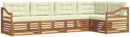 vidaXL - Hoek loungeset - 5 zitplekken - Natuurlijk en crème - Acacia hout