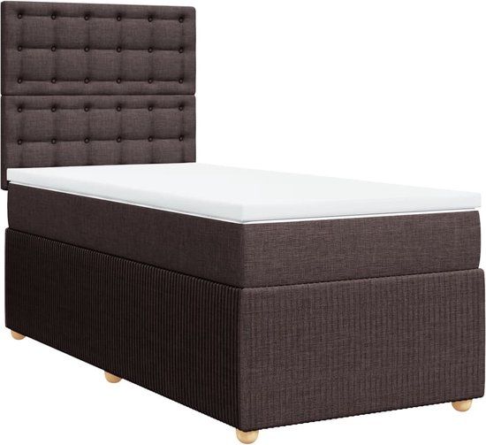 vidaXL Boxspring met matras stof donkerbruin 90x190 cm