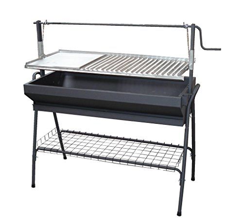 IMEX EL ZORRO 71764 Grill met parrilla-plancha in hefbrug, zwart, 80 x 50 x 115 cm
