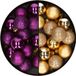 Decoris Kleine Kerstballen - 28 stuks - Goud en Paars - 3 cm - Kunststof