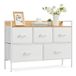 SONGMICS Commode avec 5 tiroirs en tissu, 98,2 x 29 x 70 cm | Meuble de rangement, cadre en acier, bords surélevés, nuage blanc et beige chêne, collection BELLAH LTS135W01