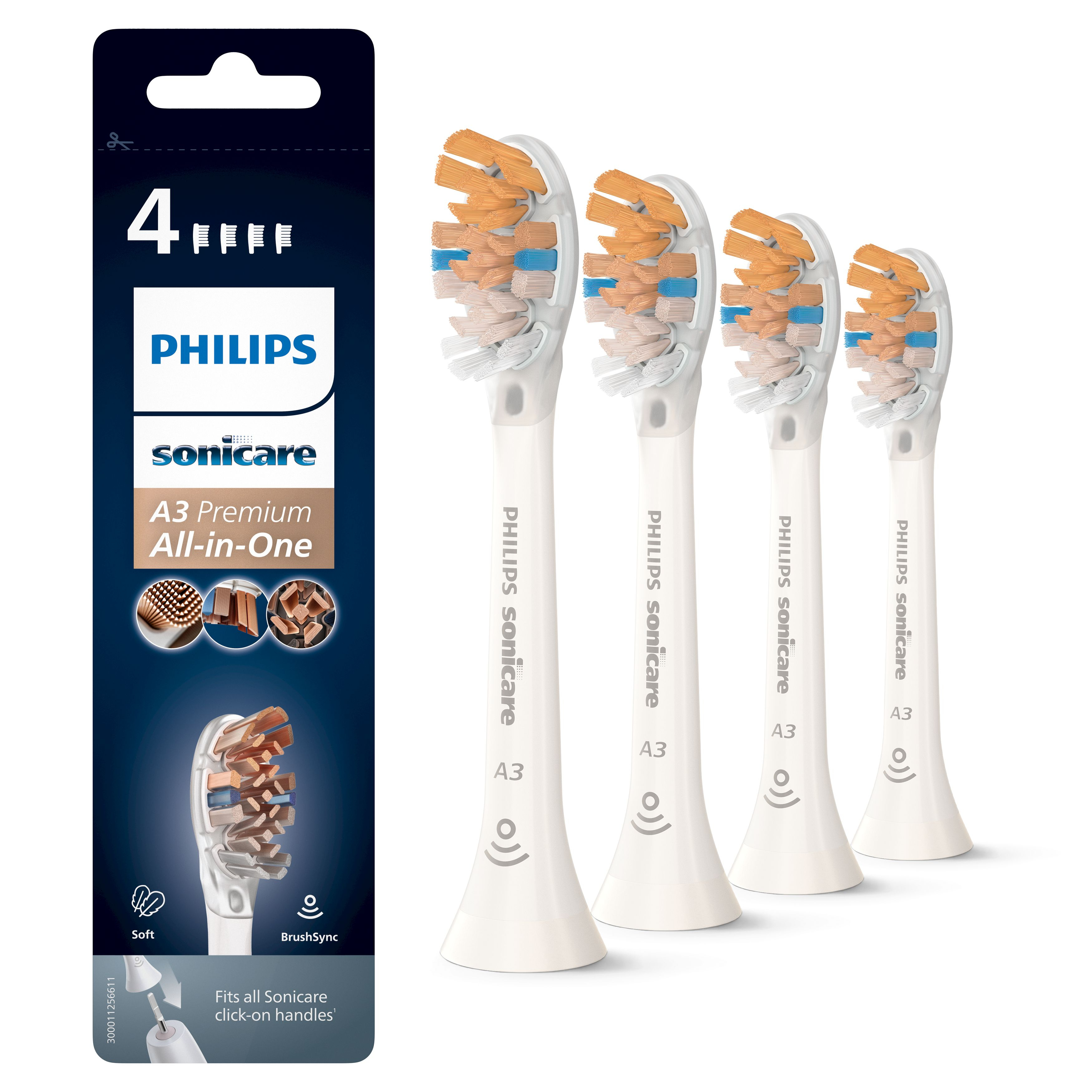 Philips A3 Premium All-in-One HX9094/10 4x Witte sonische opzetborstels