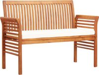 vidaXL Tuinbank 2-zits met kussen 120 cm massief acaciahout