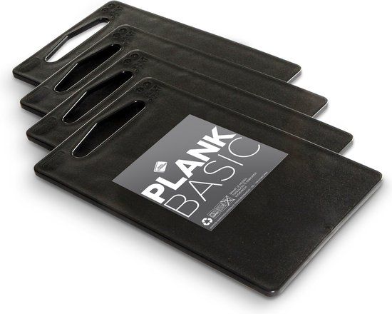 Inno Cuisinno Basic Snijplank Set - 4 stuks - 25x15cm - Zwart - Kunststof