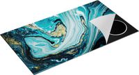 Chefcare Inductie Beschermer Abstracte Luxe Kunst in het Blauw met Goud - 95x55 cm - Inductie Mat