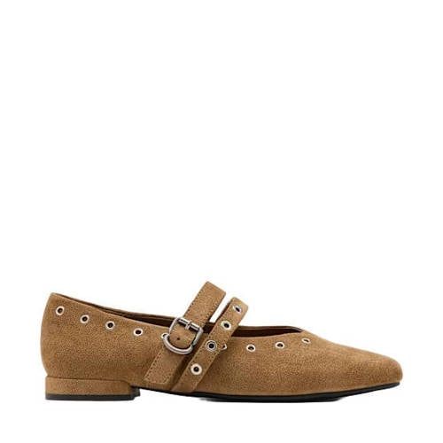 Graceland suèdelook ballerina's met studs - camel