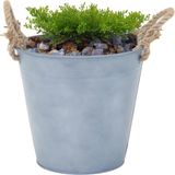 Mega Collections Emmer/plantenpot/bloempot Old Rope - zink - zilver - D28 X H27 cm