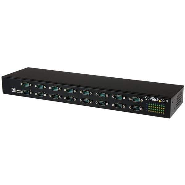 StarTech.com 16-poorts USB naar serieel adapter hub - Zwart