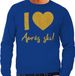 Bellatio Decorations Apres ski sweater heren - I love Apres ski - blauw - glitter goud - wintersport M