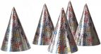Boland Feesthoedjes - punthoedjes - van karton - set 5x stuks - holografisch - met elastiekje - verjaardag - kinderen en volwassenen