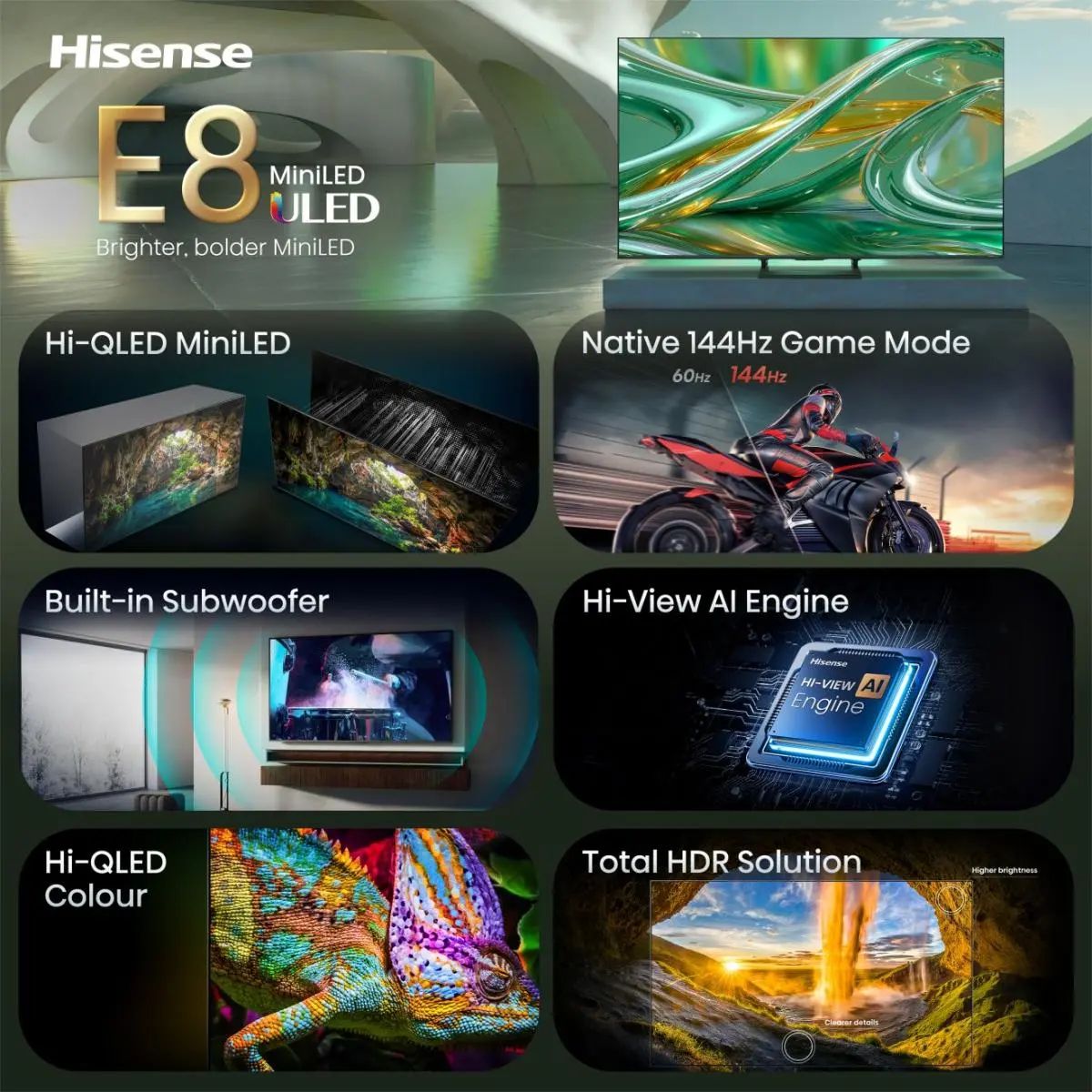 Hisense 55E8S / 4K Ultra HD Smart TV / 55 inch / 2026