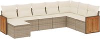 vidaXL 8-delige loungeset met kussens, polyrattan, beige