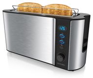 Arendo Grille-pain 2 tranches, fente longue, acier inoxydable, 1000W, argenté
