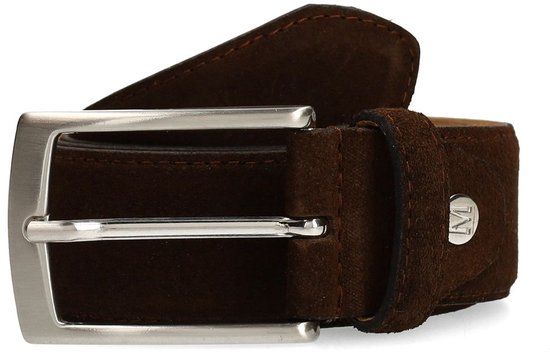 Manfield - Unisex - Donkerbruine suède riem - Maat 85