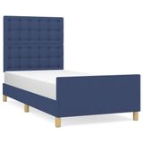 vidaXL Bedframe met hoofdbord stof blauw 80x200 cm