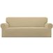 Easy-Going Stretch Bankhoes, 1-delige bankhoes, meubelbeschermer, bank, zacht met elastische onderkant, voor kinderen, polyester spandex jacquardstof, kleine ruitjes (Sofa, Beige)