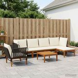 vidaXL - 7 - st - Massief - acaciahout - & - touw - Naturel