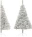 vidaXL Kunstkerstboom half met standaard 120 cm PET zilverkleurig