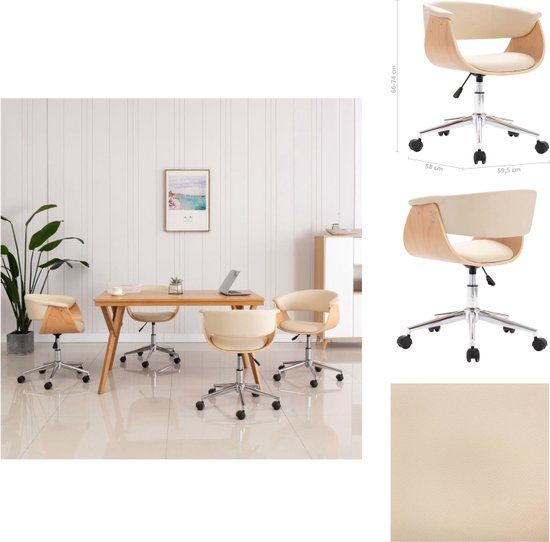 vidaXL Eetkamerstoelen draaibaar 4 stuks kunstleer crème
