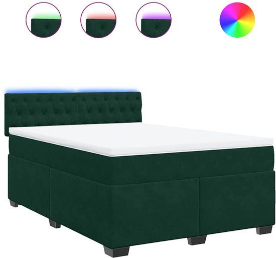 vidaXL Boxspring met matras fluweel donkergroen 160x200 cm