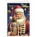 61-5832 Merry Christmas 61-5832 Glanzende Gouden Tekst Kerstkaart met Witte Envelop, 12 x 17,5 cm, Kerstman met Notenkraker Houten Soldaat, Gemaakt in Frankrijk