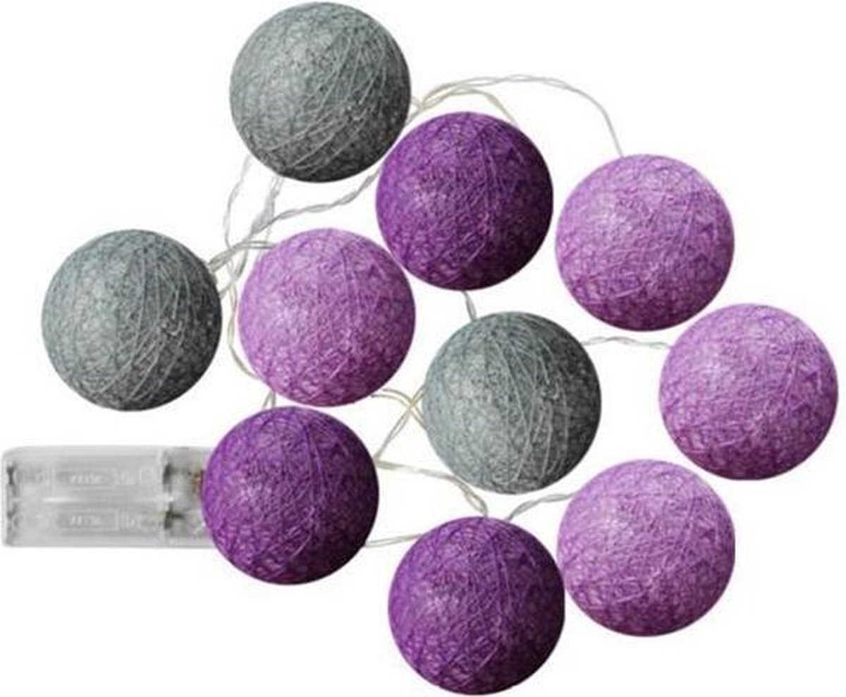 Incood. Cottonsballs decoratie lichtslinger met 10 Leds, werkt op 2 AA batterijen, (niet bijgeleverd) Lengte 175 cm