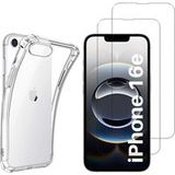 Phonillico® Schokbestendig hoesje voor iPhone 16e en 2 Gehard glas Schermbeschermingsfilm