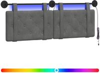 vidaXL Hangend hoofdbord Met LED-verlichting Donkergrijs Fluweel