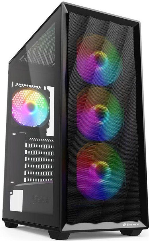 Sharkoon VK4 Rainbow Midi-Tower Behuizing Zwart Gehard Glas