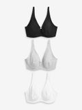 Next - Dames - DD+ ultiem comfort beha's van katoenmix verpakking van 3 - Zwart
