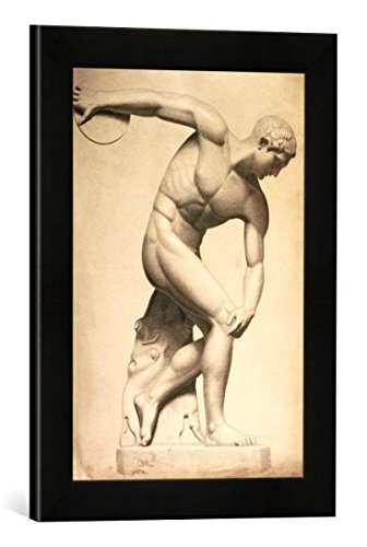 kunst für alle Evelyn de Morgan Discus Thrower, Drawing of a Classical Sculpture, c.1874, kunstdruk in hoge kwaliteit handgemaakte fotolijst, 30x40 cm, mat zwart