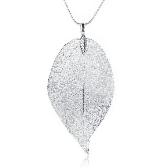 LGT JWLS Dames ketting Blad Kettinghanger Leaf Slang Ketting Zilverkleurig