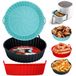 Alyvisun Air Fryer Silicone Pot, 3 Stuks Airfryer Pan Liners Herbruikbare Heteluchtfriteuse Mand Rond Tray Rack Accessoires Basket voor Air Fryers, Magnetron, Oven (Rood+Zwart+Blauw)