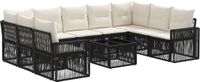 vidaXL Tuinbank - Set - 4 zitplekken - Zwart en crèmewit - Polyrattan