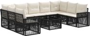 vidaXL Tuinbank - Set - 4 zitplekken - Zwart en crèmewit - Polyrattan