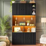 MODFU - Keukenkast - Met Vitrine En Stopcontact - Modern - Keuken En Eetkamer - MDF - Zwart