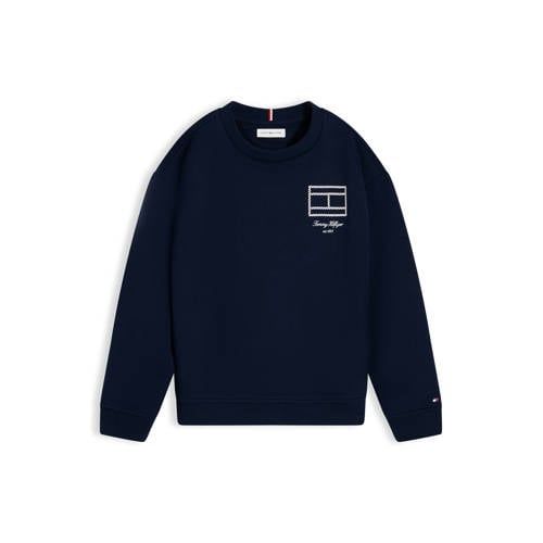 Tommy Hilfiger sweat sweater met print - donkerblauw
