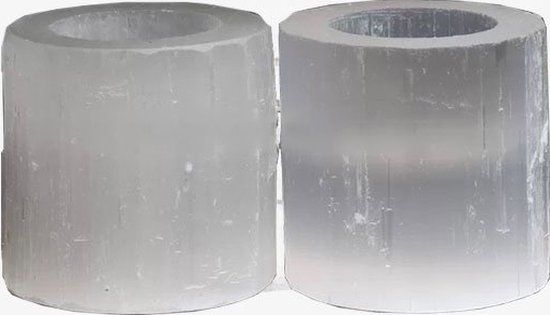 Goux.nl Waxinelichtjeshouder Ice - 6 cm - Wit/Doorzichtig - Natuursteen - 2 stuks