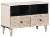 Massief Mango Hout meuble TV Blanc 70 x 33,5 x 46 cm