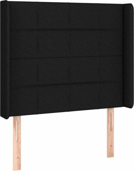 vidaXL Hoofdbord met randen 83x16x118/128 cm stof zwart