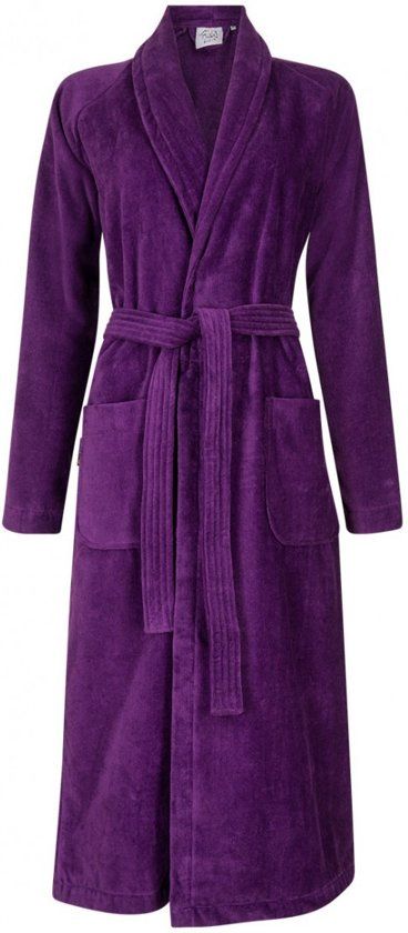 Badrock Dames badjas paars - velours katoen - sjaalkraag - maat XS - 8719325036879