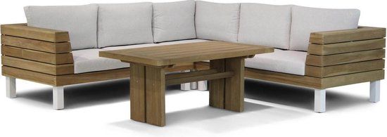 Lifestyle Garden Furniture Seashore/Brighton 140 cm dining loungeset 4-delig Old teak greywash