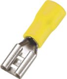 TRU COMPONENTS Platte stekker (female) Insteekbreedte: 6.4 mm Insteekdikte: 0.8 mm 180 ° Deels geïsoleerd Geel 50 stuk(s)