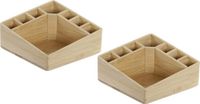 Item International Set van 2x stuks bamboe make-up organizer/houder sorteerbakje 8 vaks 14 x 14 x 7 cm