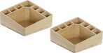 Item International Set van 2x stuks bamboe make-up organizer/houder sorteerbakje 8 vaks 14 x 14 x 7 cm