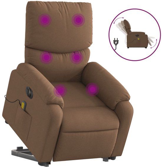 vidaXL Sta-op-massagestoel elektrisch verstelbaar stof bruin
